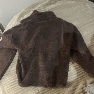 Cozy Brown Fleece Turtleneck Sweater